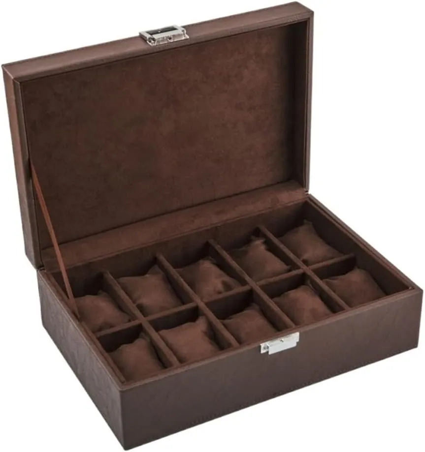 Habrur Watch Roll Watch Case Watch Stand Watch Box 10 Grids Watch Box Leather Jewelry Display Box Removable Storage Metal Buckle Bracelet Collection Watch Winder Watch Organizer (Color : OneColor)