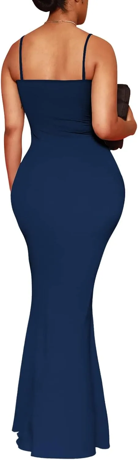 Hafailia Women's Casual Soft Lounge Long Slip Dress Sexy Sleeveless Bodycon Maxi Dresses Evening Formal Cocktail