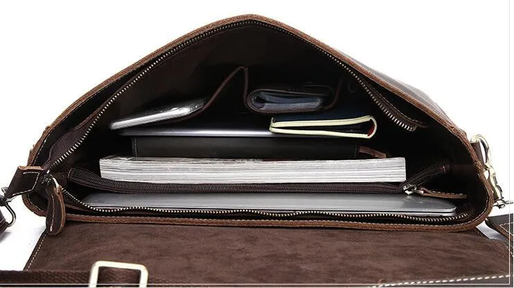 Handmade Mens Leather Briefcase Vintage Style messenger Shoulder Bag, Tote Handbag