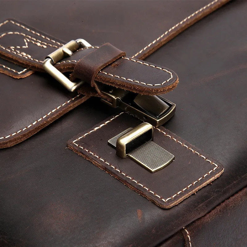 Handmade Mens Leather Briefcase Vintage Style messenger Shoulder Bag, Tote Handbag