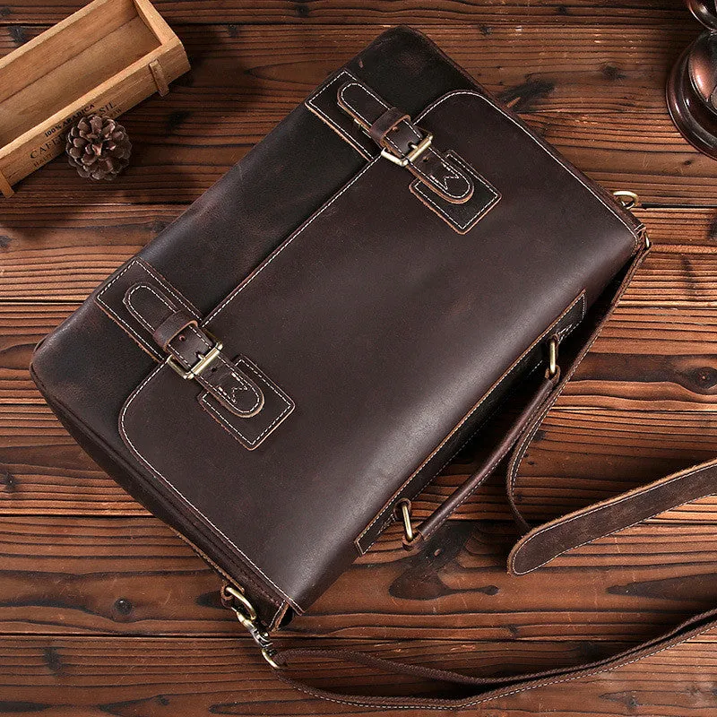 Handmade Mens Leather Briefcase Vintage Style messenger Shoulder Bag, Tote Handbag