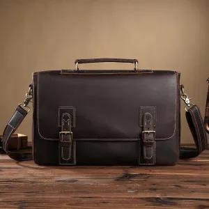 Handmade Mens Leather Briefcase Vintage Style messenger Shoulder Bag, Tote Handbag