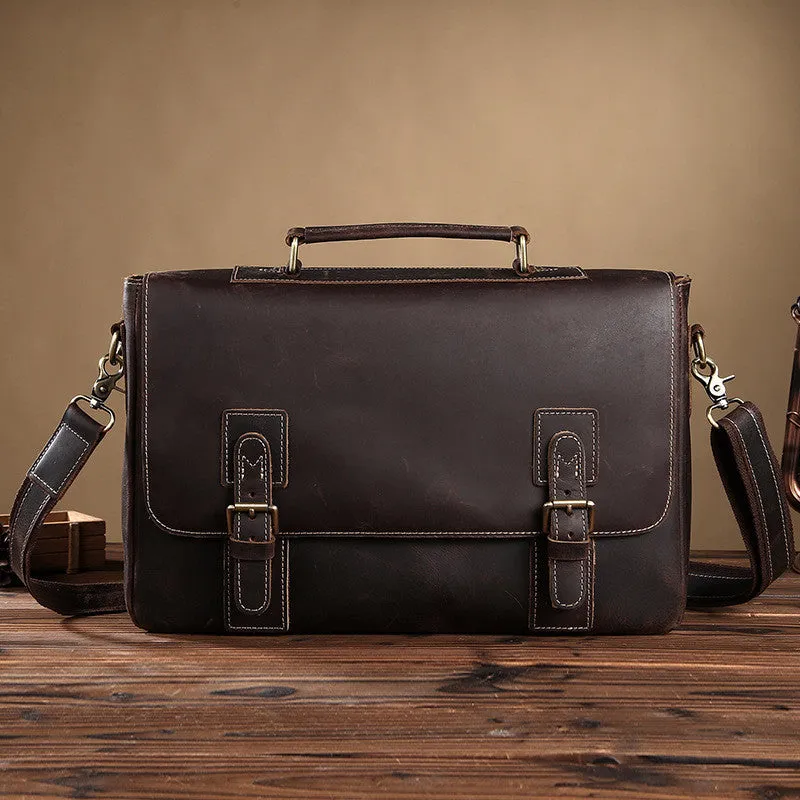 Handmade Mens Leather Briefcase Vintage Style messenger Shoulder Bag, Tote Handbag