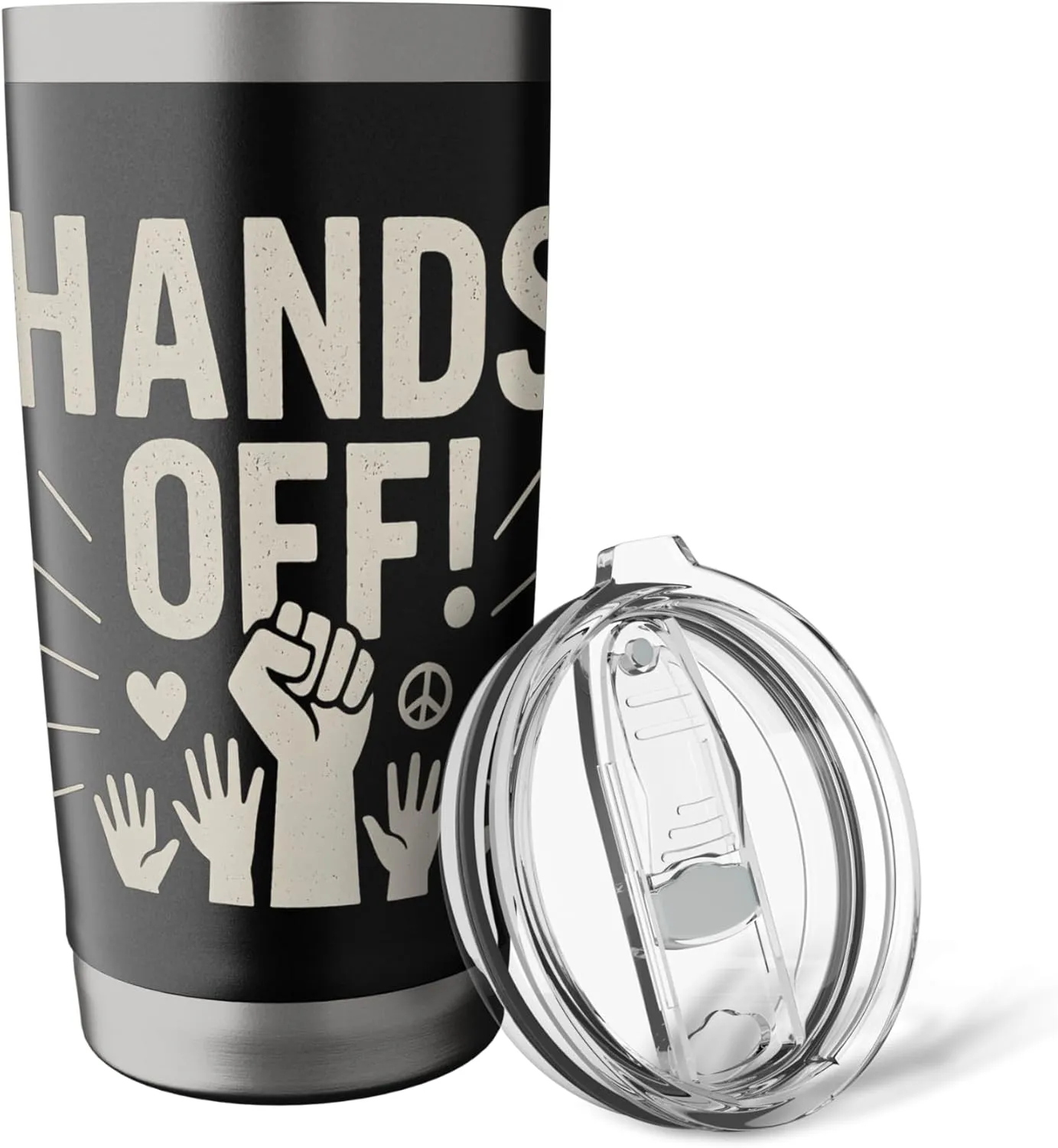 Hands Off Fist Protest Design Unity Resistance Civil Rights Stainless Steel Insulated Tumbler