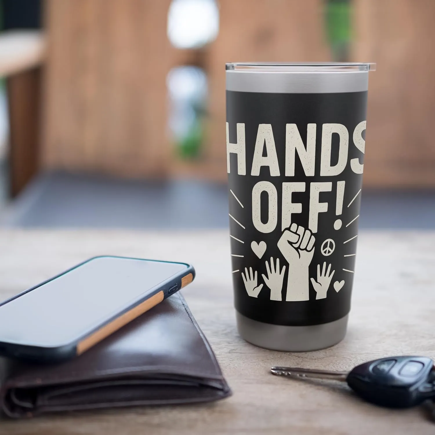Hands Off Fist Protest Design Unity Resistance Civil Rights Stainless Steel Insulated Tumbler