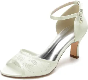 Hanfike Sandals Women for Wedding Lace Ankle Strap Elegant Formal Party Prom Shoes JY115