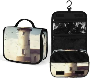 Hanging Old Lighthouse Printed Toiletry Bag Travel Toiletry Bag Foldable Large-capacity Design Suitable for Travel, Fitness, Camping, Home Use, Etc.