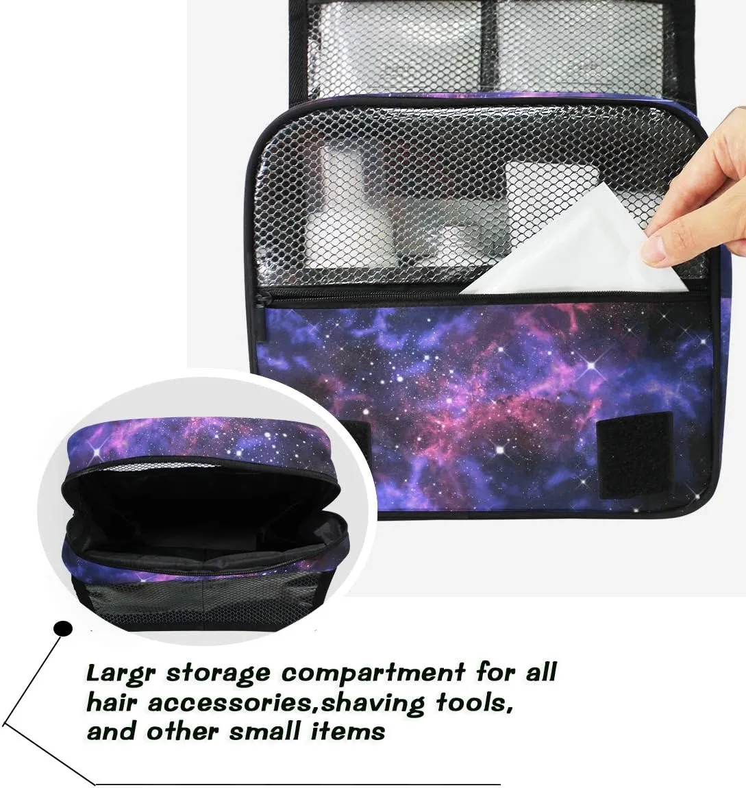 Hanging Toiletry Bag Universe Galaxy Star Space, Makeup Bag Cosmetic Bag Bathroom Travel Organizer Large for Women Girls