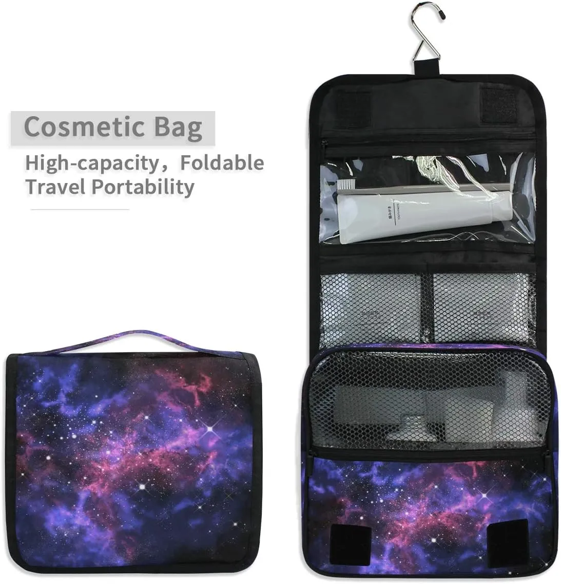 Hanging Toiletry Bag Universe Galaxy Star Space, Makeup Bag Cosmetic Bag Bathroom Travel Organizer Large for Women Girls