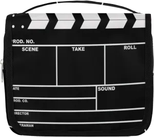 Hanging Travel Toiletry Bag for Women Men, Black Movie Clapboard Portable Cosmetic Bag Cinema Clapboard Makeup Bag with Hook Waterproof Organizer Pouch Accessories