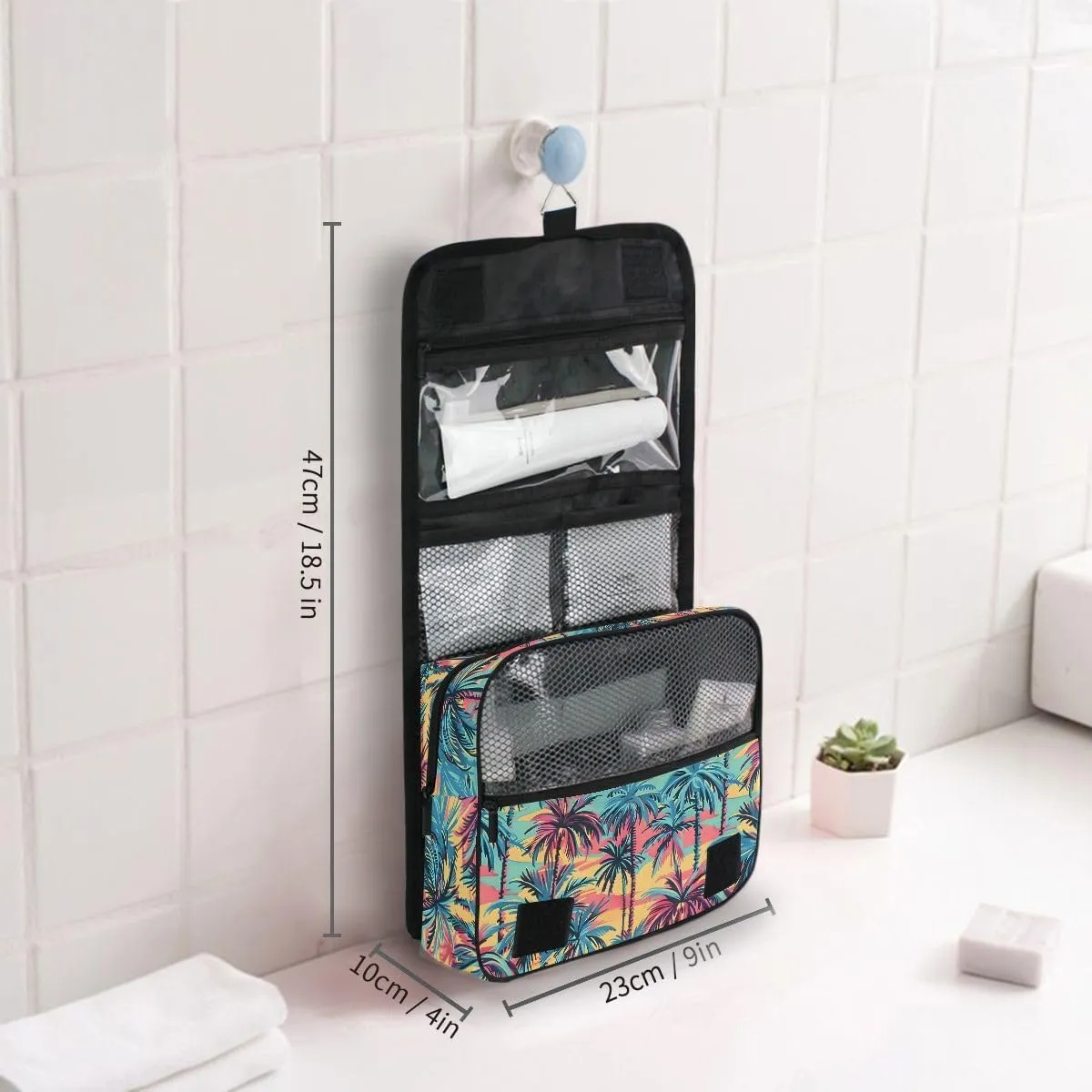 Hanging Travel Toiletry Bag Hawaiian Palm Colorful Style Kit Makeup Case Cosmetics Organizer for Men Women