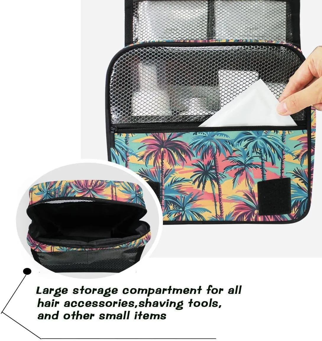 Hanging Travel Toiletry Bag Hawaiian Palm Colorful Style Kit Makeup Case Cosmetics Organizer for Men Women