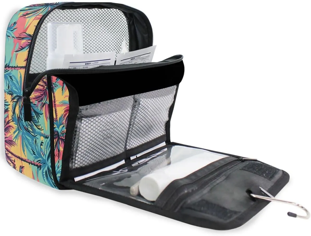 Hanging Travel Toiletry Bag Hawaiian Palm Colorful Style Kit Makeup Case Cosmetics Organizer for Men Women