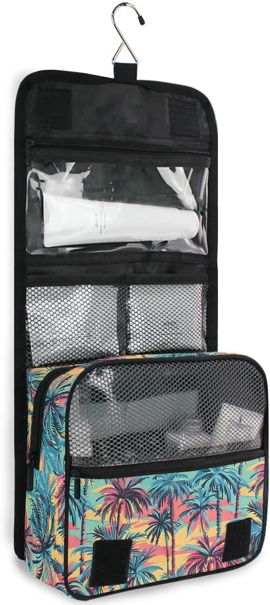 Hanging Travel Toiletry Bag Hawaiian Palm Colorful Style Kit Makeup Case Cosmetics Organizer for Men Women