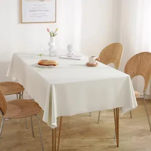 HANNE Soft Table Cloth Rectangle Table Leather Tablecloth PU Oil-Proof and Waterproof Tablecloth Faux Lambskin Tablecloth Silky Textured White Tablecloth for Rectangle Tables Daily Use (55X70 White)