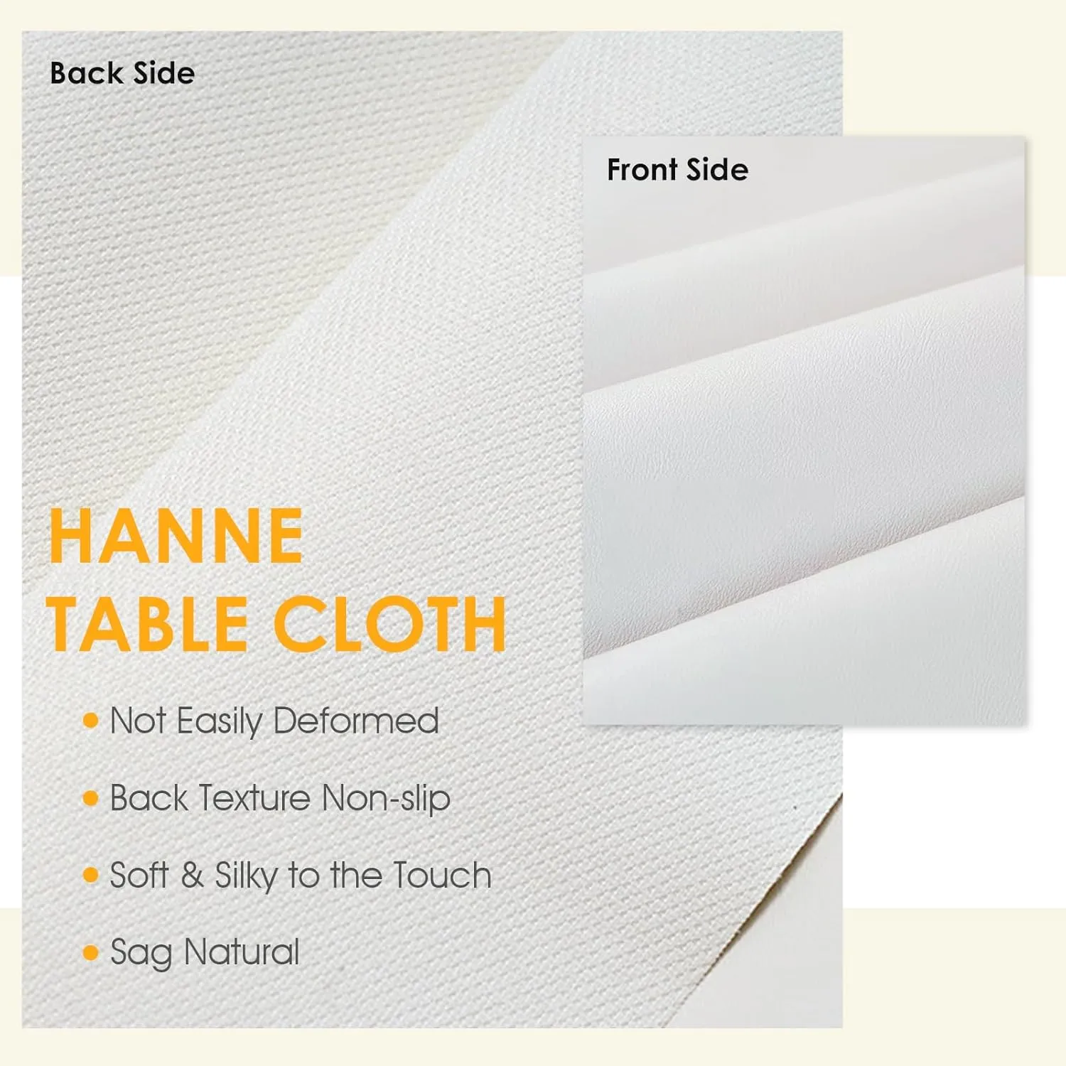 HANNE Soft Table Cloth Rectangle Table Leather Tablecloth PU Oil-Proof and Waterproof Tablecloth Faux Lambskin Tablecloth Silky Textured White Tablecloth for Rectangle Tables Daily Use (55X70 White)