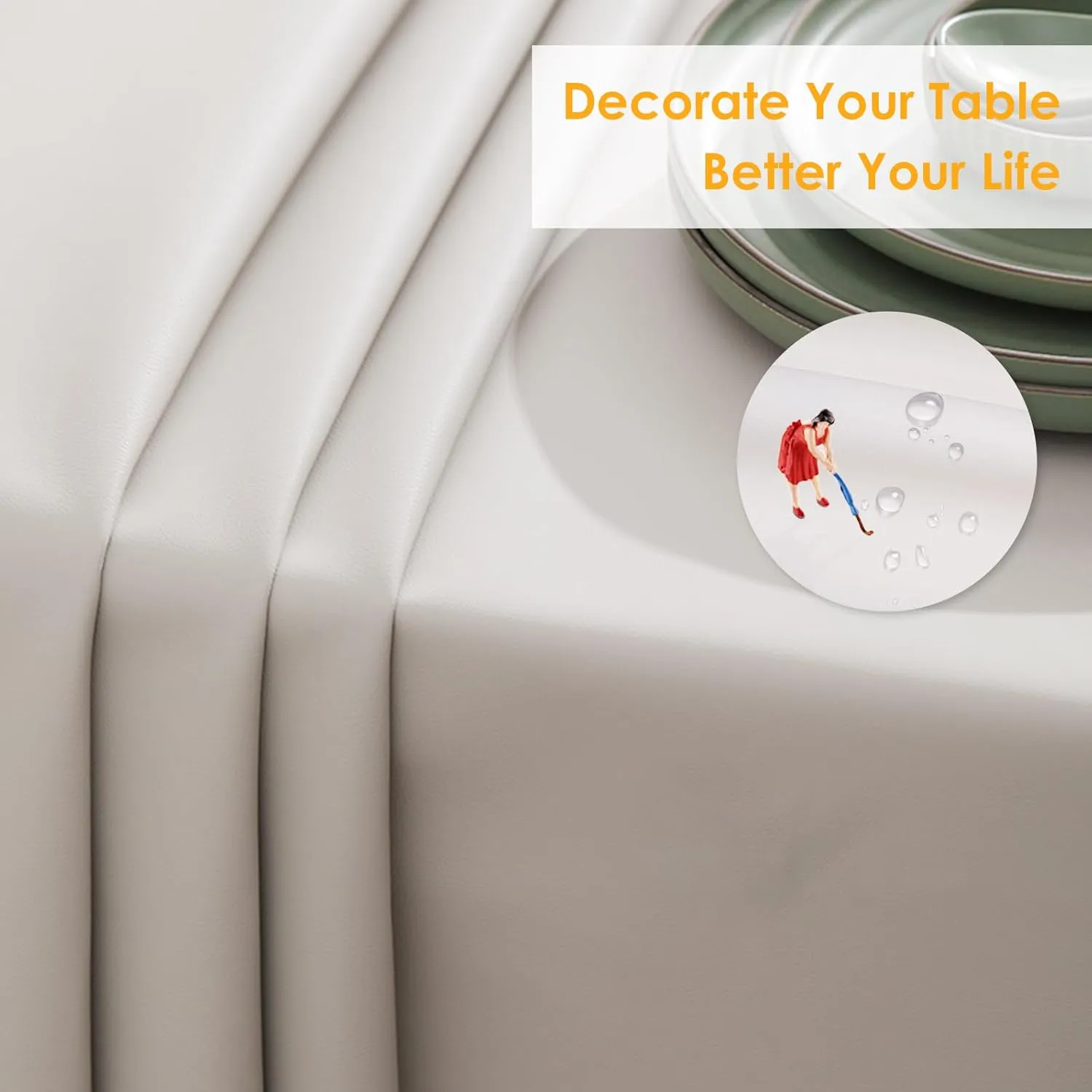 HANNE Soft Table Cloth Rectangle Table Leather Tablecloth PU Oil-Proof and Waterproof Tablecloth Faux Lambskin Tablecloth Silky Textured White Tablecloth for Rectangle Tables Daily Use (55X70 White)