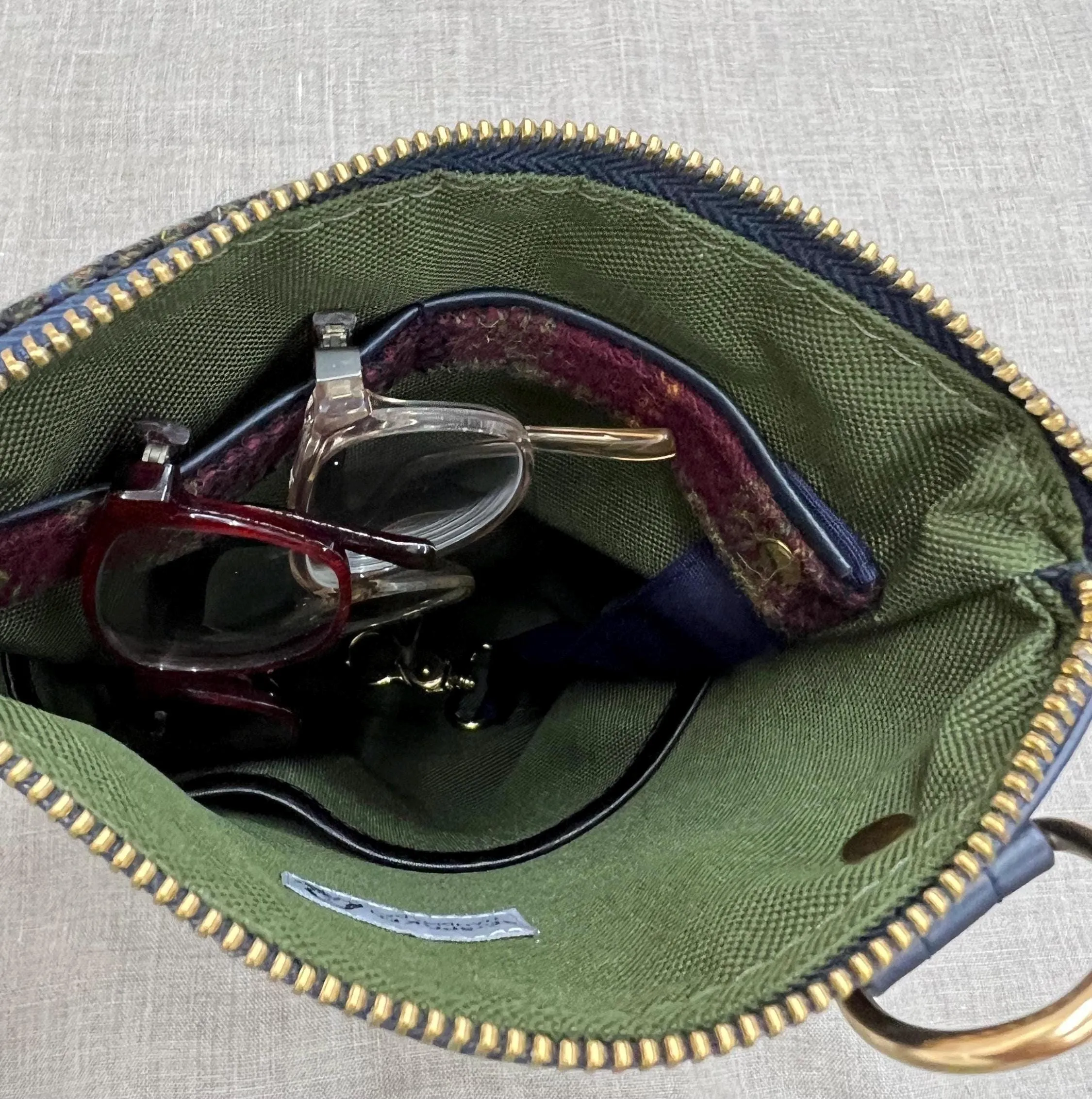 Harris Tweed Isabella Crossbody Purse Black, Burgundy, Olive Green Plaid