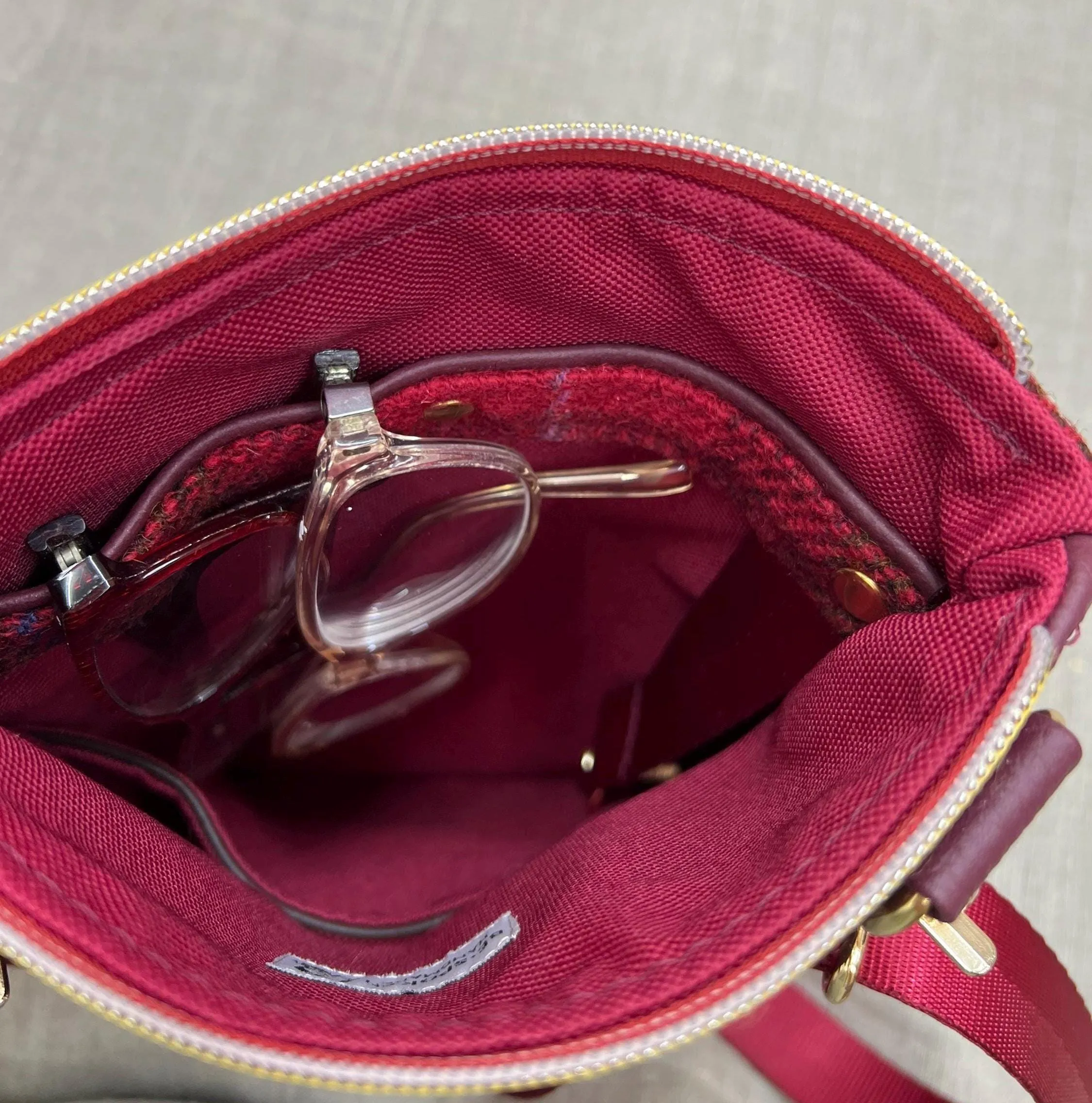 Harris Tweed Isabella Crossbody Purse Red Plaid