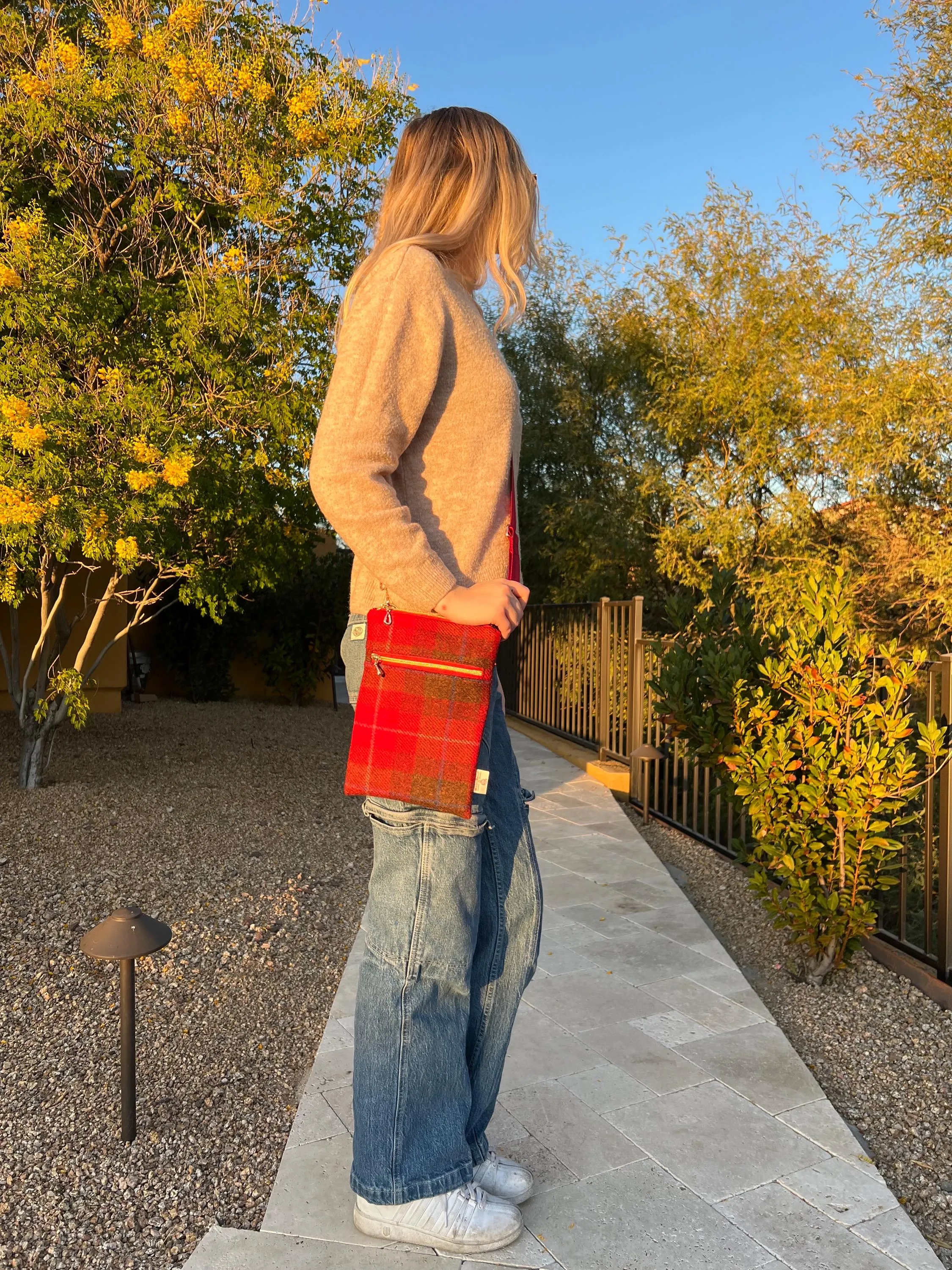Harris Tweed Isabella Crossbody Purse Red Plaid