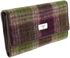 Harris Tweed 'Tiree' Purse ID Window in Multi Colour Tartan Wallet (Heather Check)