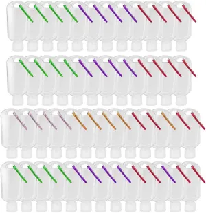 HATTIE 50Pack Travel Plastic Clear Keychain Bottles 50ml/2oz Portable Leakproof Squeeze Small Bottles With Flip Cap Refillable Empty Containers for Lotion Soap Toiletry