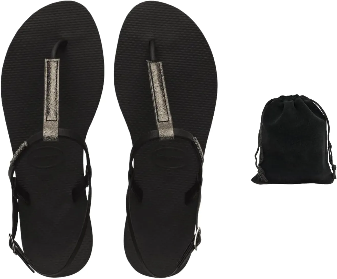 Havaianas Women's You Rio Sandals - Elegant, Comfortable, and Durable Flip Flops with Adjustable Ankle Strap, Ideal for Beach, Casual, and Everyday Wear, Includes Velvet Pouch, 9.5, Black