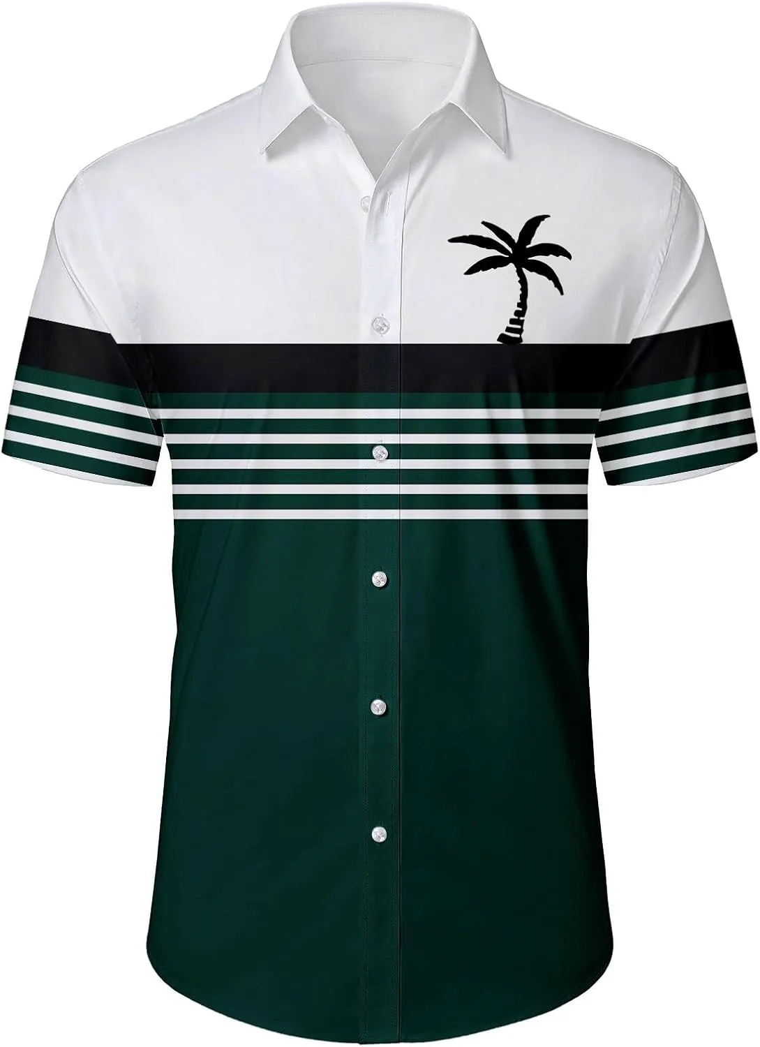 Hawaiian Shirt for Men Short Sleeve Button Down Collar Tops Tropical Coconut Tree Graphic Holiday Beach Summer Shirts