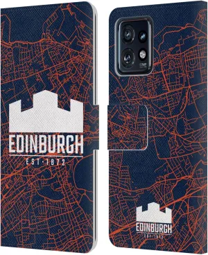 Head Case Designs Officially Licensed Edinburgh Rugby Map Graphics Leather Book Wallet Case Cover Compatible with Motorola Moto Edge 40 Pro