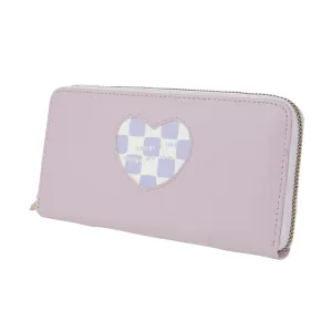 Heart Shape Plaid Women's Long Wallet with Round Zipper(Purple)