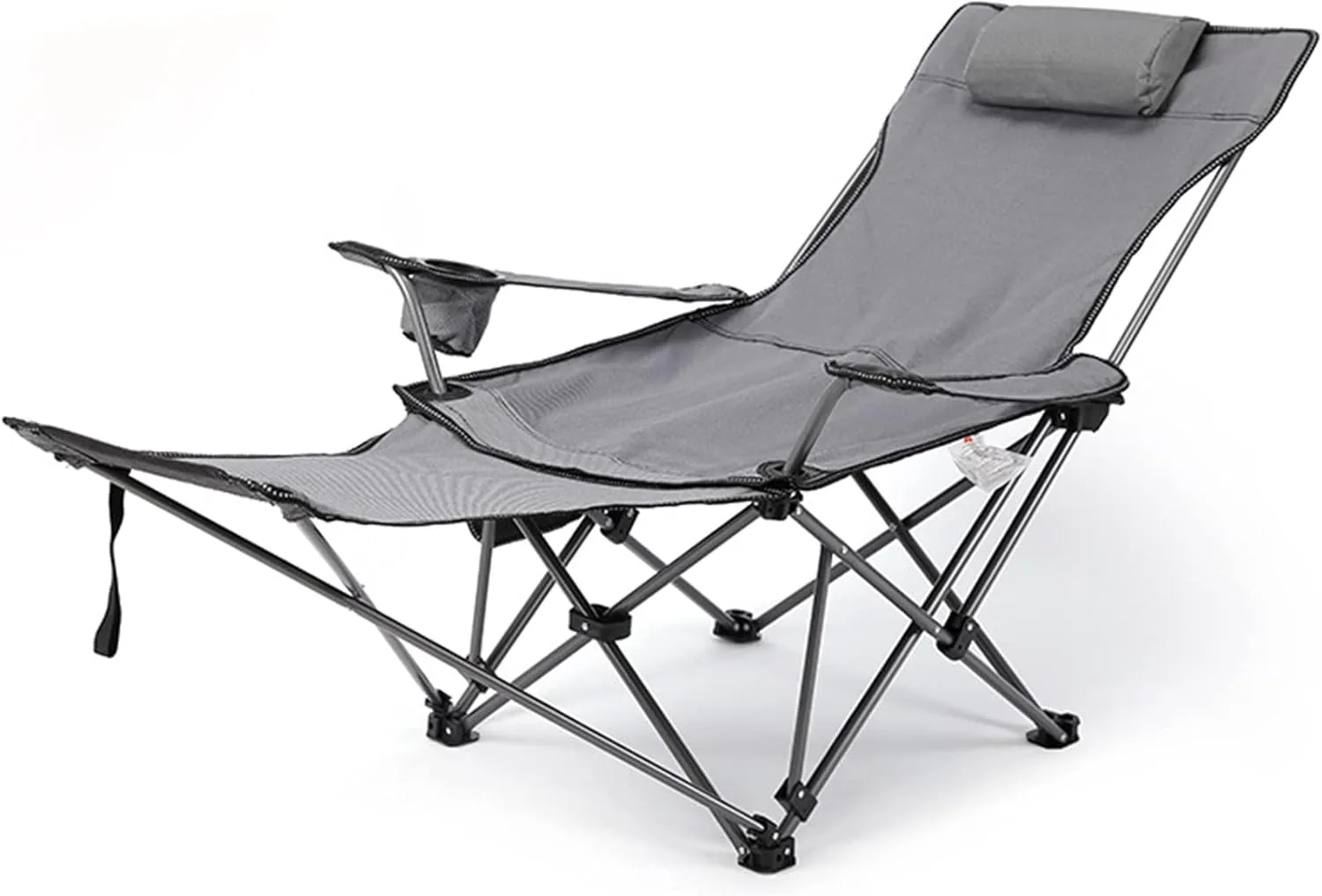 Heavy Duty Folding Oversize Padded Hard Armrest Camping Chair for Adults with Cup Bag and Storage Bag for Outdoor Sports Fishing Lawn,Gray