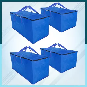 Heavy-Duty Moving Bags - Extra Large Storage Bags with Zipper and Backpack Straps – Waterproof - Durable and Foldable Storage Totes for Space Saving – Pack of 4