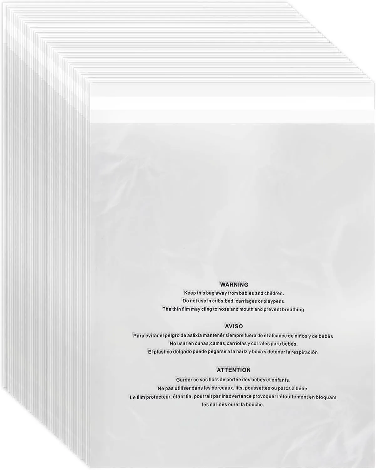 Heavy Duty Poly Bags for Shipping, 12 by 15 Mailer Bags, Suffocation Warning in 3 Languages (One Size, 100, Count)