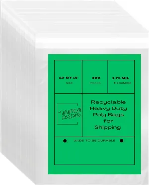 Heavy Duty Poly Bags for Shipping, 12 by 15 Mailer Bags, Suffocation Warning in 3 Languages (One Size, 100, Count)