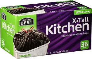 Heavy-Duty Trash Bags – 36 count, 18 Gallon Black, Ultra Thick Drawstring Garbage Bags – Leak-Resistant for Home & Commercial Use, Big Trash Bags