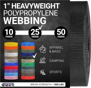 Heavyweight Polypropylene Webbing - Heavy Duty Poly Strapping for Outdoor DIY Gear Repair