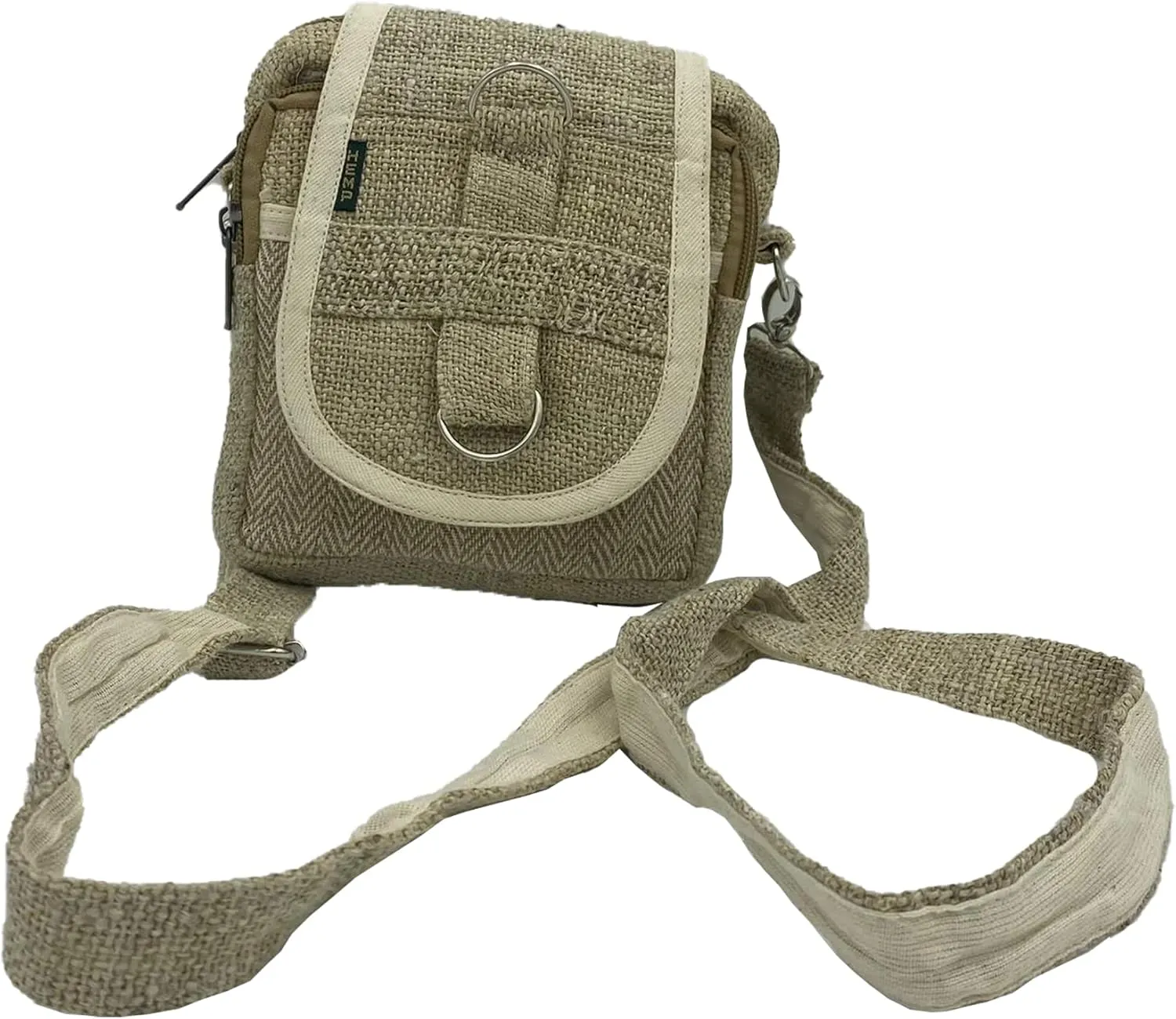 Hemp Crossbody Messenger Bag - Unisex Plain Tote for Men & Women - Lightweight Shoulder Sling Bags - 5 Compartments for Everyday Accessories