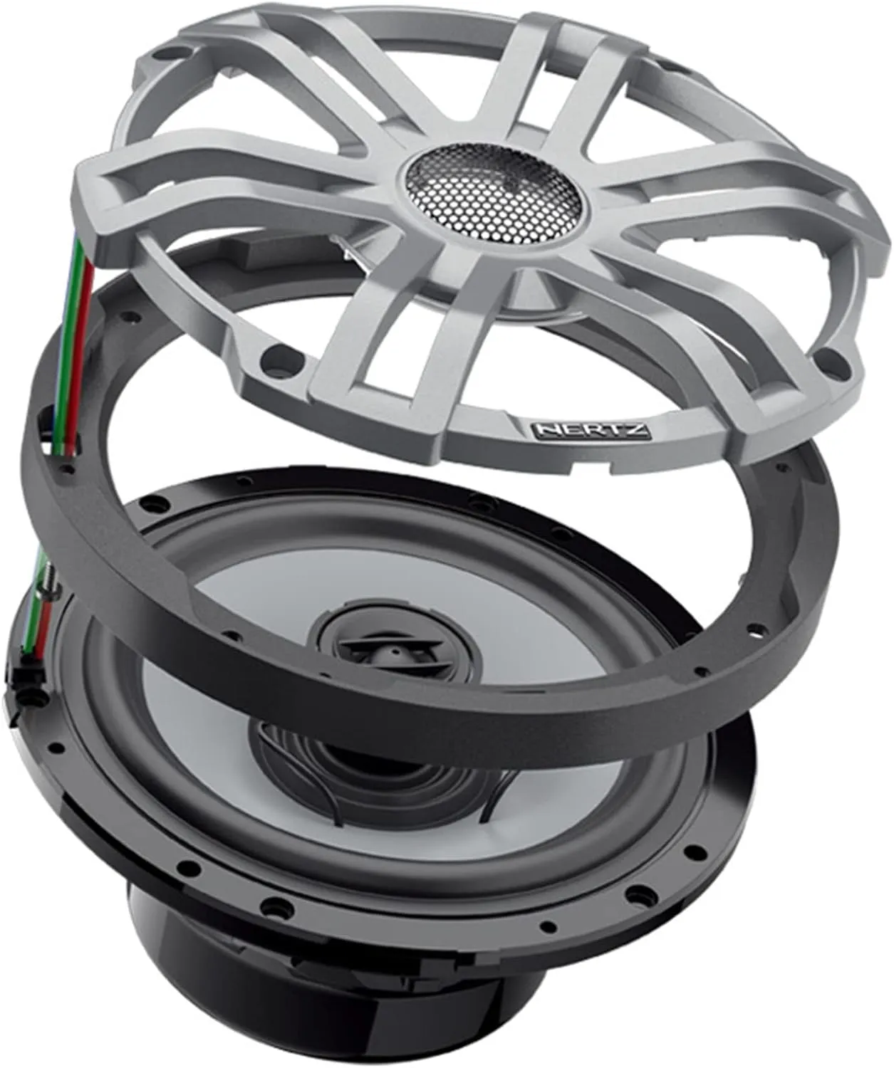 Hertz HEX 6.5 S-LD-G - 6.5" 4-Ohm Coaxial Marine Speakers with RGB LEDs, Gray Sport Grilles, Pair