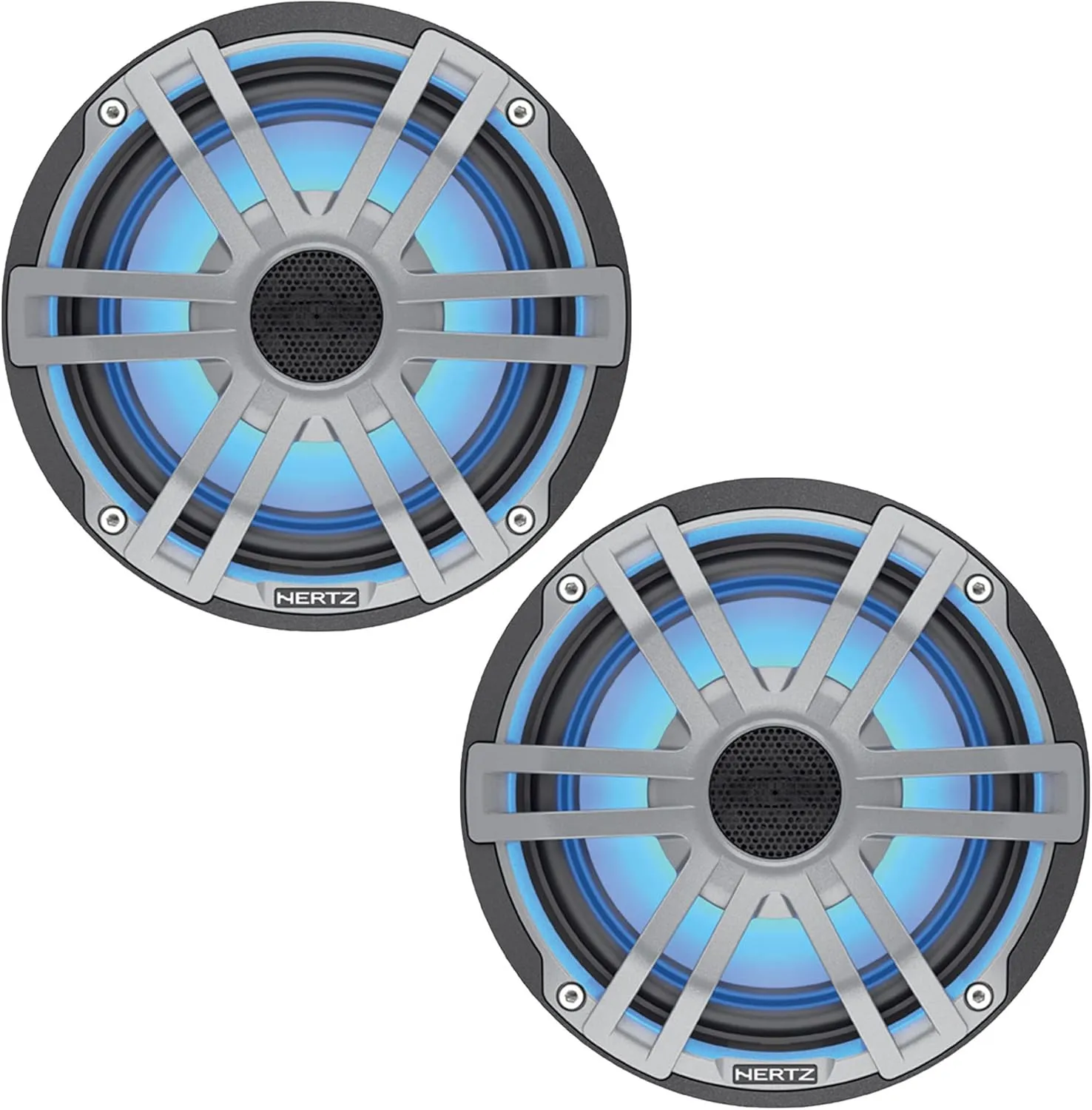 Hertz HEX 6.5 S-LD-G - 6.5" 4-Ohm Coaxial Marine Speakers with RGB LEDs, Gray Sport Grilles, Pair