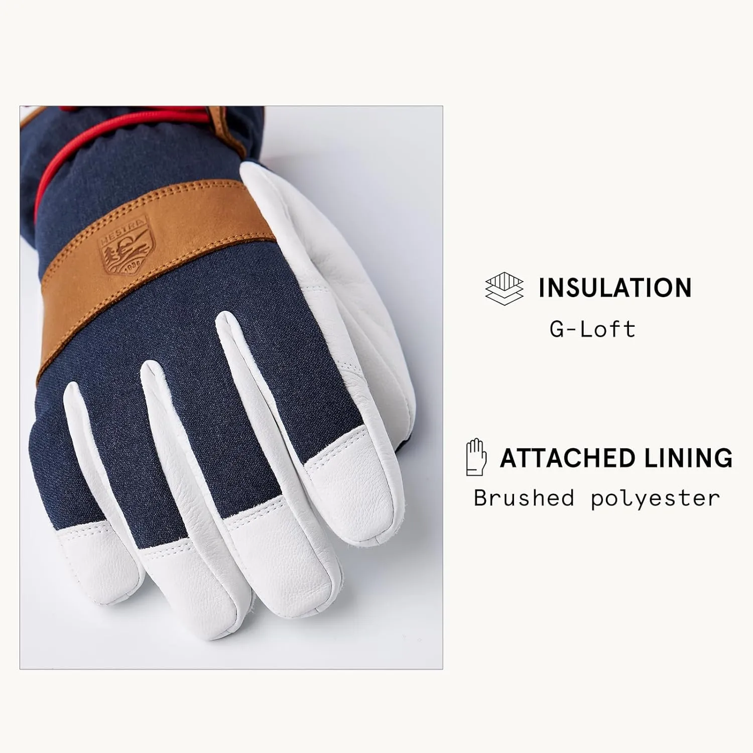Hestra Women’s Voss CZone 5-Finger Glove I Leather, Waterproof, Alpine Skiing Gloves