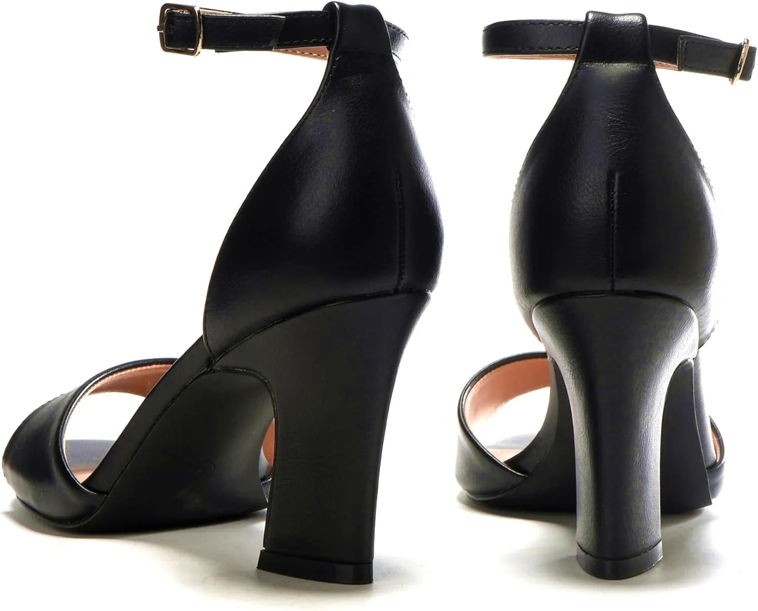 HHTCAL Block Chunky Heels for Women Peep Open Toe Ankle Strap Strappy Heeled Sandals 3 inch Party Dress Wedding Shoes Bride Bridesmaid