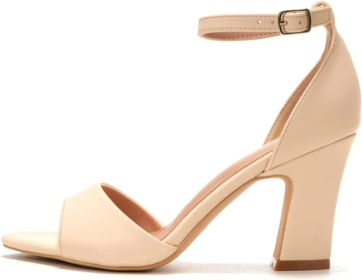 HHTCAL Block Chunky Heels for Women Peep Open Toe Ankle Strap Strappy Heeled Sandals 3 inch Party Dress Wedding Shoes Bride Bridesmaid
