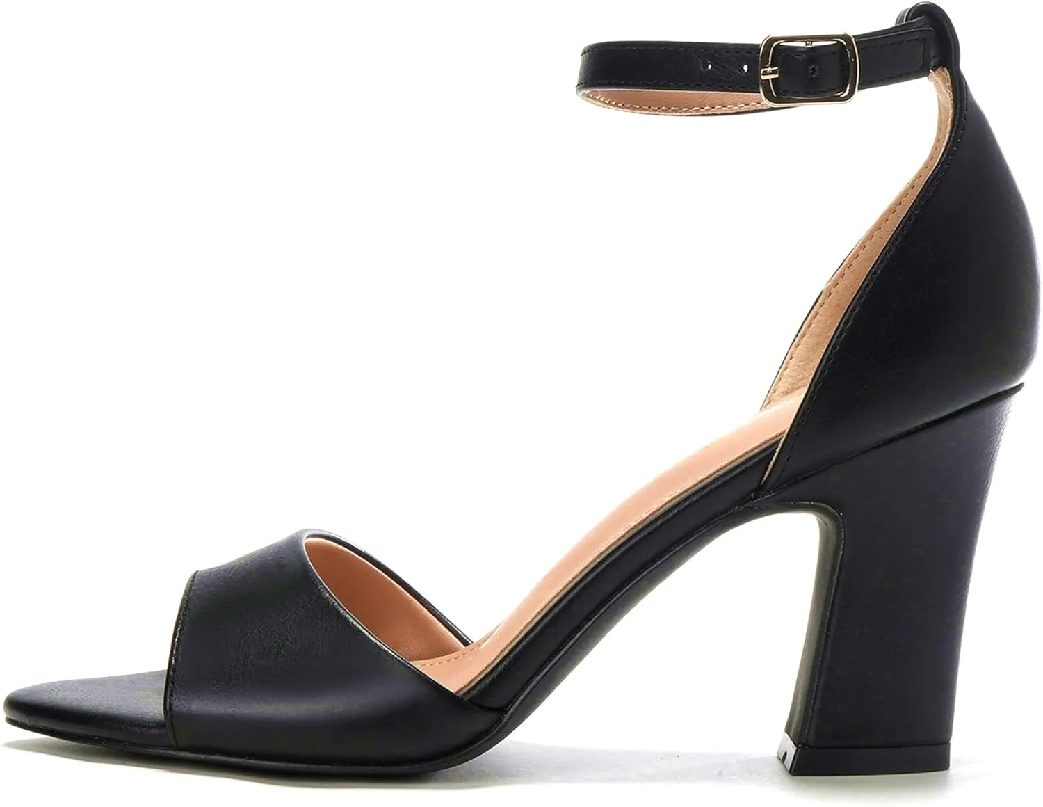 HHTCAL Block Chunky Heels for Women Peep Open Toe Ankle Strap Strappy Heeled Sandals 3 inch Party Dress Wedding Shoes Bride Bridesmaid
