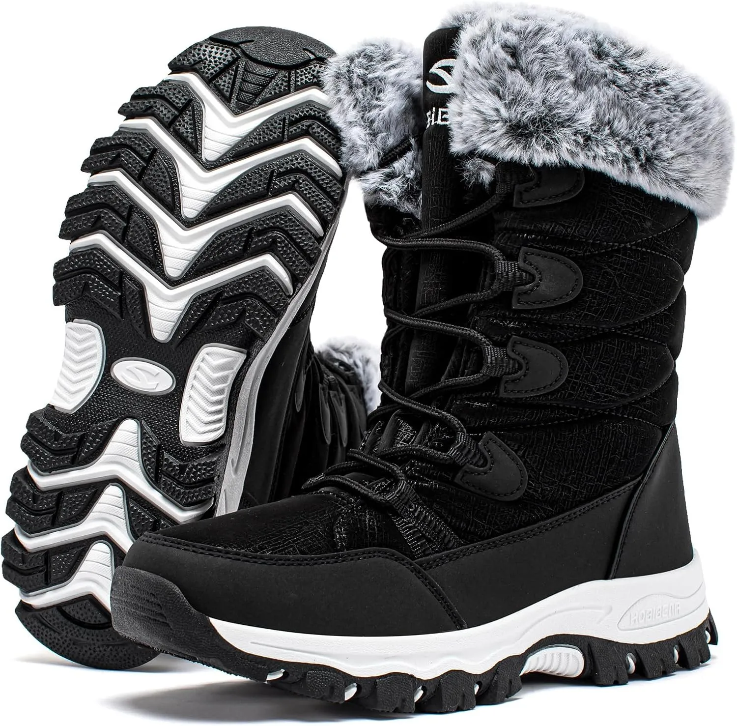 HOBIBEAR Women's Waterproof Winter Snow Boots Lightweight Warm Faux Fur Lined Mid-Calf Booties