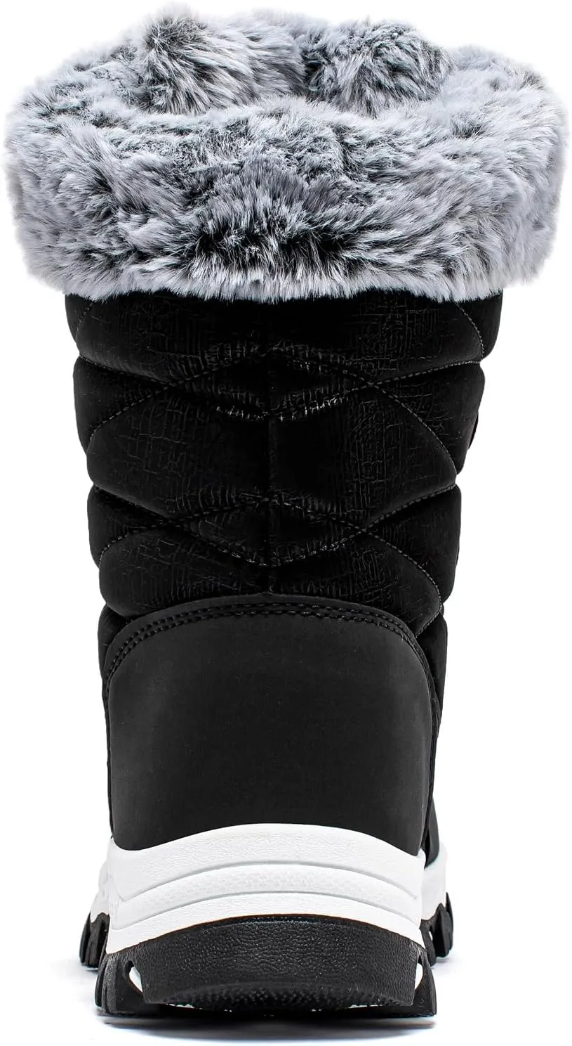 HOBIBEAR Women's Waterproof Winter Snow Boots Lightweight Warm Faux Fur Lined Mid-Calf Booties