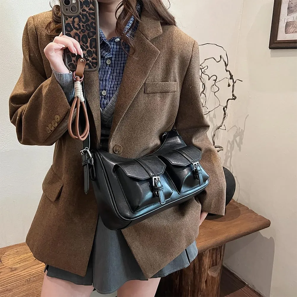 Hobo Bags for Women, Y2k Purse Crescent Shoulder Bag Purse Multi-pocket Crossbody Bag Handbag for Work Travel