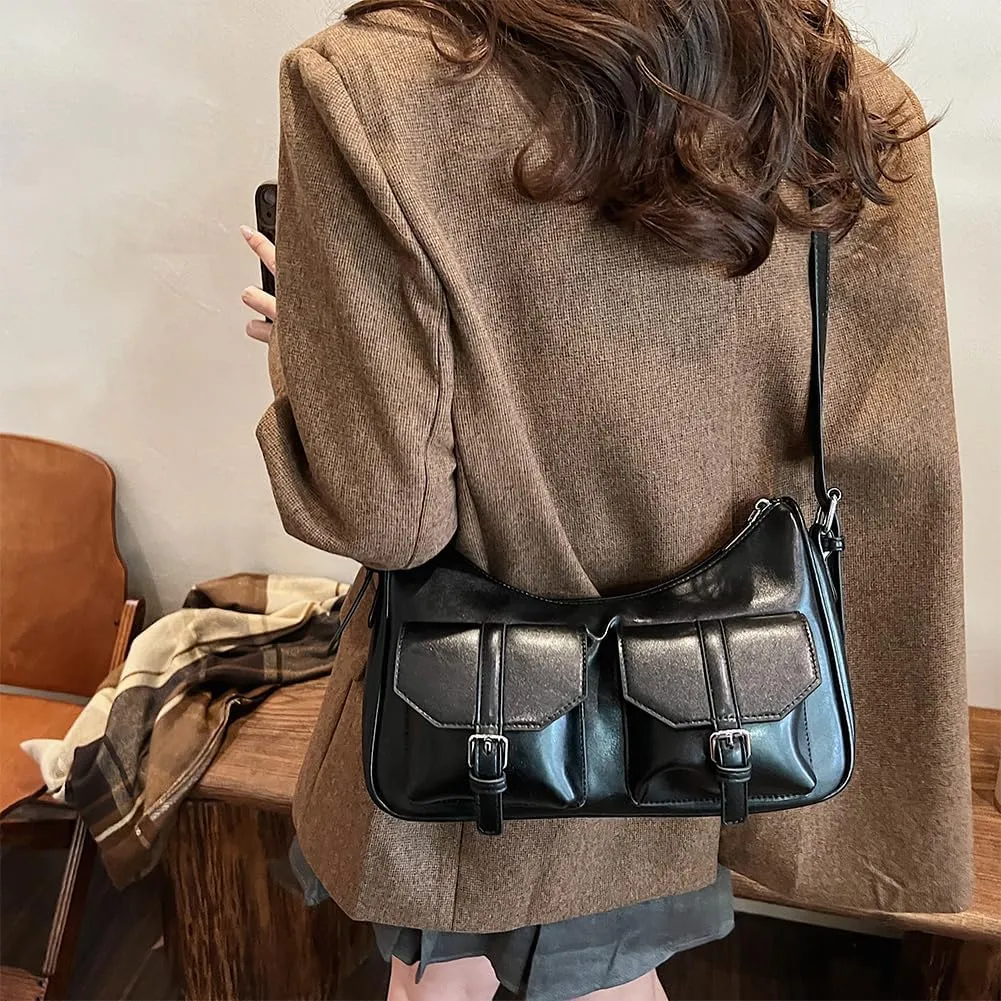 Hobo Bags for Women, Y2k Purse Crescent Shoulder Bag Purse Multi-pocket Crossbody Bag Handbag for Work Travel