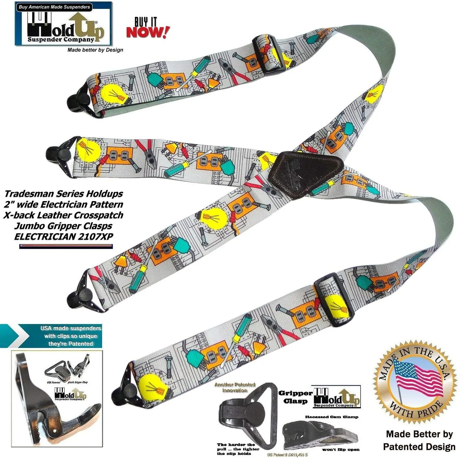 Holdup 2" wide Tradesman Series Suspenders for Men