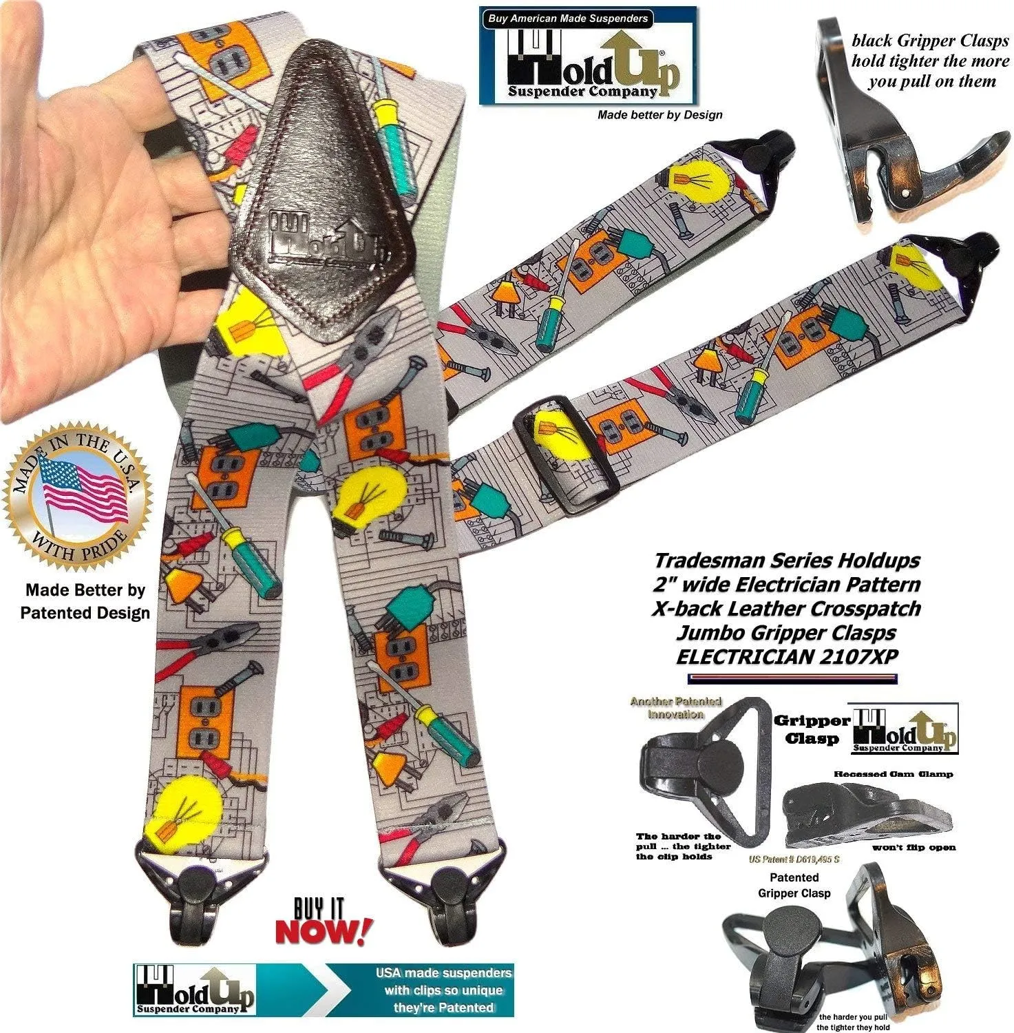 Holdup 2" wide Tradesman Series Suspenders for Men