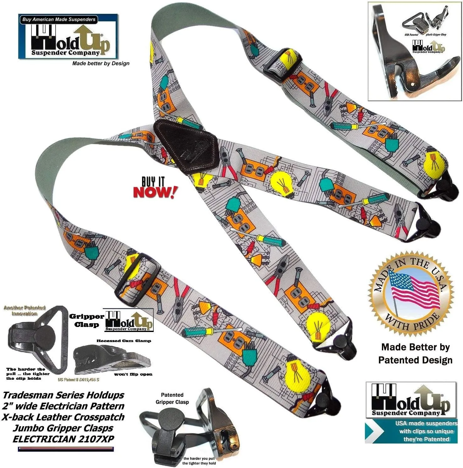 Holdup 2" wide Tradesman Series Suspenders for Men